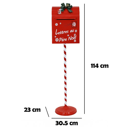 Cassetta Postale di Babbo Natale Letterina Rosso Decorazione Natalizia 30.5x114cm