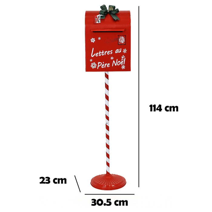 Cassetta Postale di Babbo Natale Letterina Rosso Decorazione Natalizia 30.5x114cm