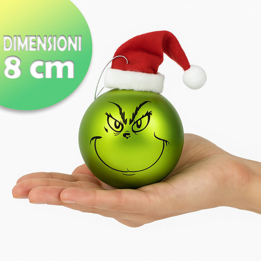 Set 6 Palline di Natale Pupazzo Verde da 8 cm Decorazione Palle Natalizie