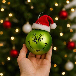 Set 8 Palline di Natale Pupazzo Verde da 7 cm Decorazione Palle Natalizie