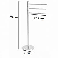 Piantana da Bagno Porta Asciugamani in Acciaio Inox Smaltato Cromo 3 Braccia Girevoli