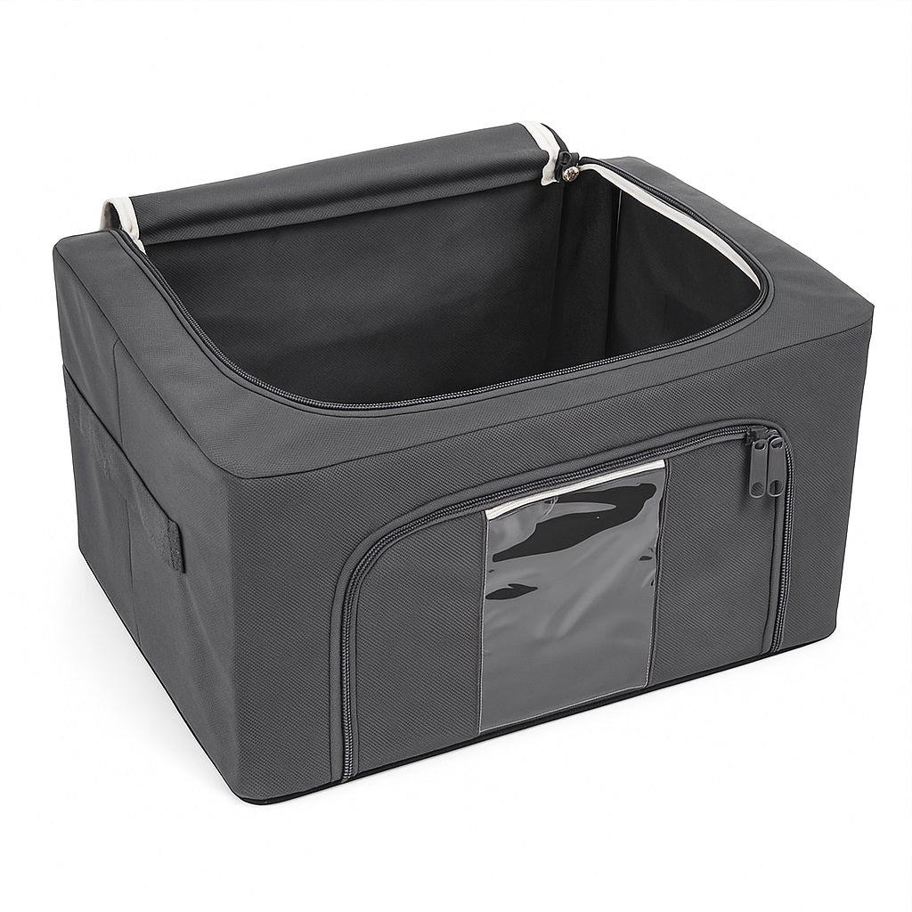 3 Scatole Pieghevoli per Armadio 40x30x20 con Struttura in Metallo e Tnt Resistente