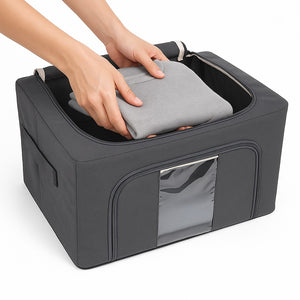 3 Scatole Pieghevoli per Armadio 50x40x32 con Struttura in Metallo e Tnt Resistente