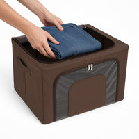 2 Scatole Pieghevoli per Armadio 40x30x20 con Struttura in Metallo e Tessuto Resistente