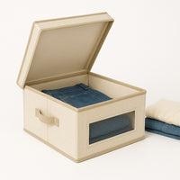 Set 3 Scatole Cambio Stagione TNT Salvaspazio Pieghevoli con Finestra PVC 50x40x25