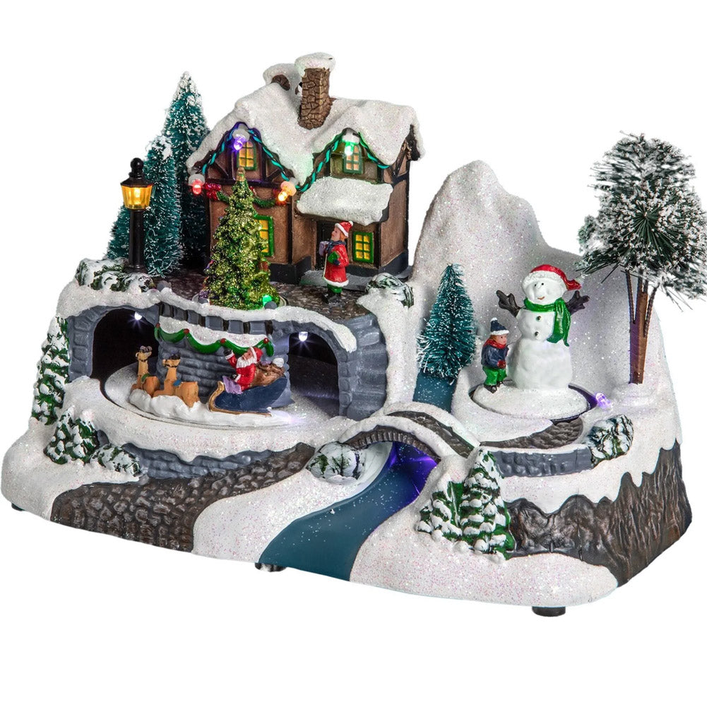 Giostrina Natalizia Casetta Innevata Giostra con Luci e Suoni Addobbo di Natale