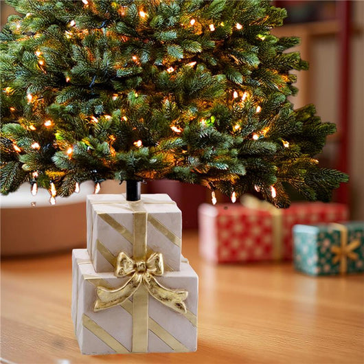 MAURY'S BASE SUPPORTO ALBERO DI NATALE CON PACCHI REGALO PIÙ FIOCCO DIMENSIONI 34X32X46H CM