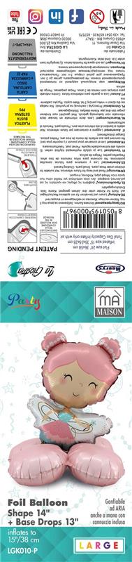 MA MAISON MYLAR PALLONCINO "MINI BALLERINA" + BASE 38X15 CM CANNUCCIA INCLUSA