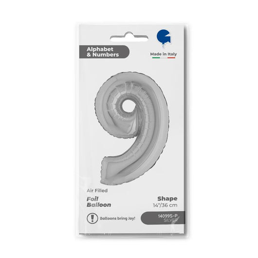 MAURY'S PALLONCINO MYLAR PICCOLO ARGENTATO "9" 14X36 CM