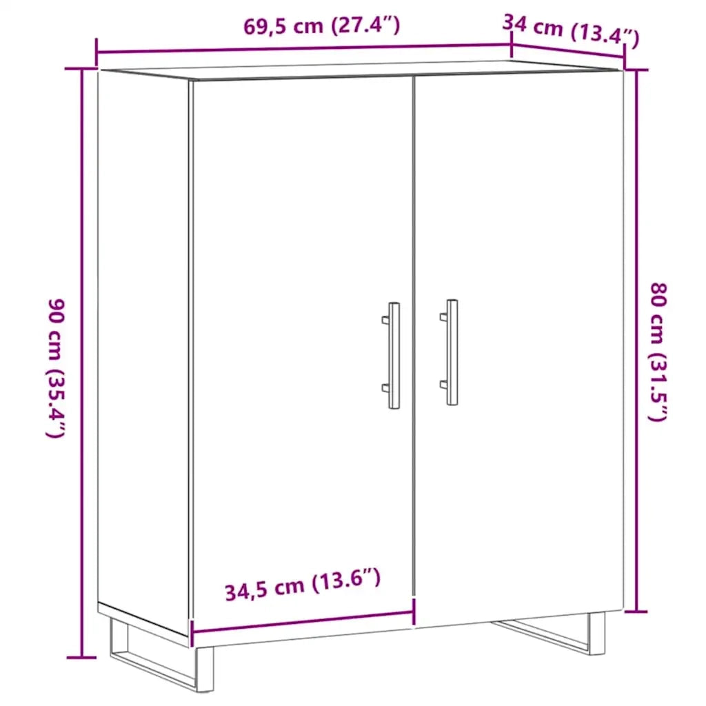 Credenza Rovere Artigianale 69,5x34x90 cm in Legno Multistrato 857182