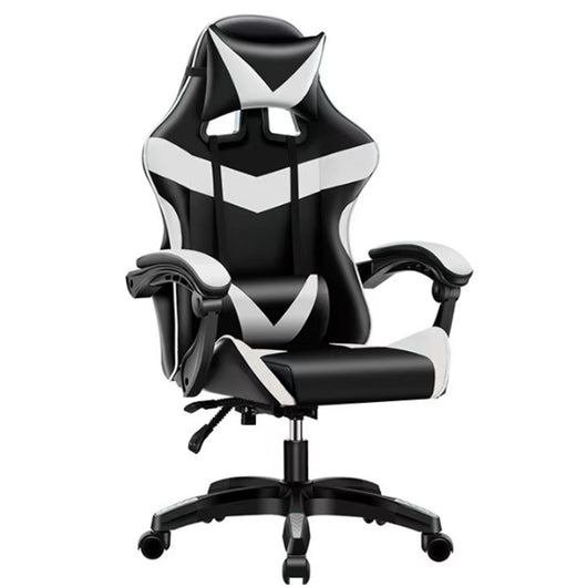 Sedia Gaming Bianco Poggiatesta e Cuscino Lombare Seduta Ergonomica Reclinabile
