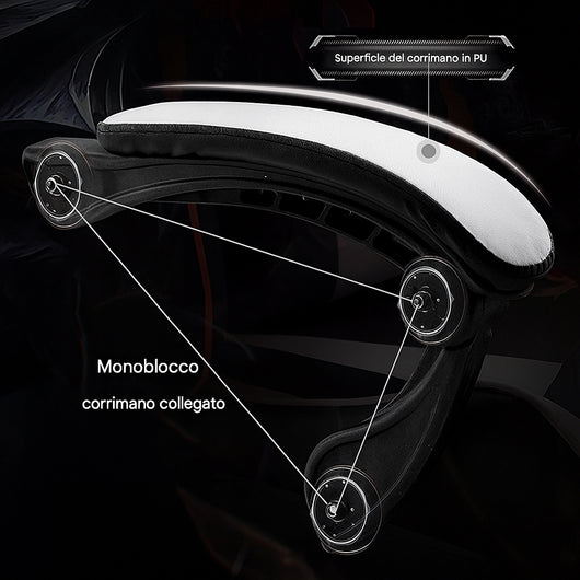 Sedia Gaming Bianco Poggiatesta e Cuscino Lombare Seduta Ergonomica Reclinabile