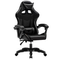 Sedia Gaming Nero con Poggiatesta Cuscino Lombare Seduta Ergonomica Reclinabile