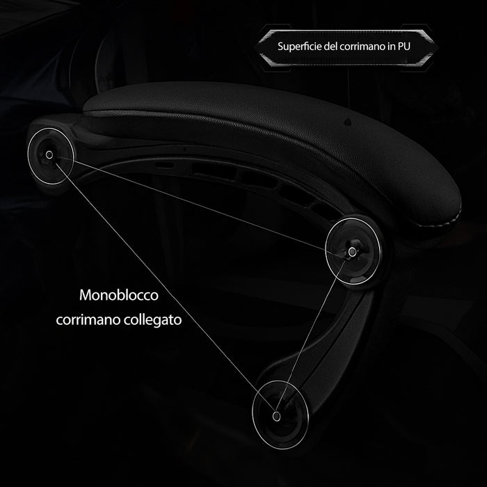 Sedia Gaming Nero con Poggiatesta Cuscino Lombare Seduta Ergonomica Reclinabile