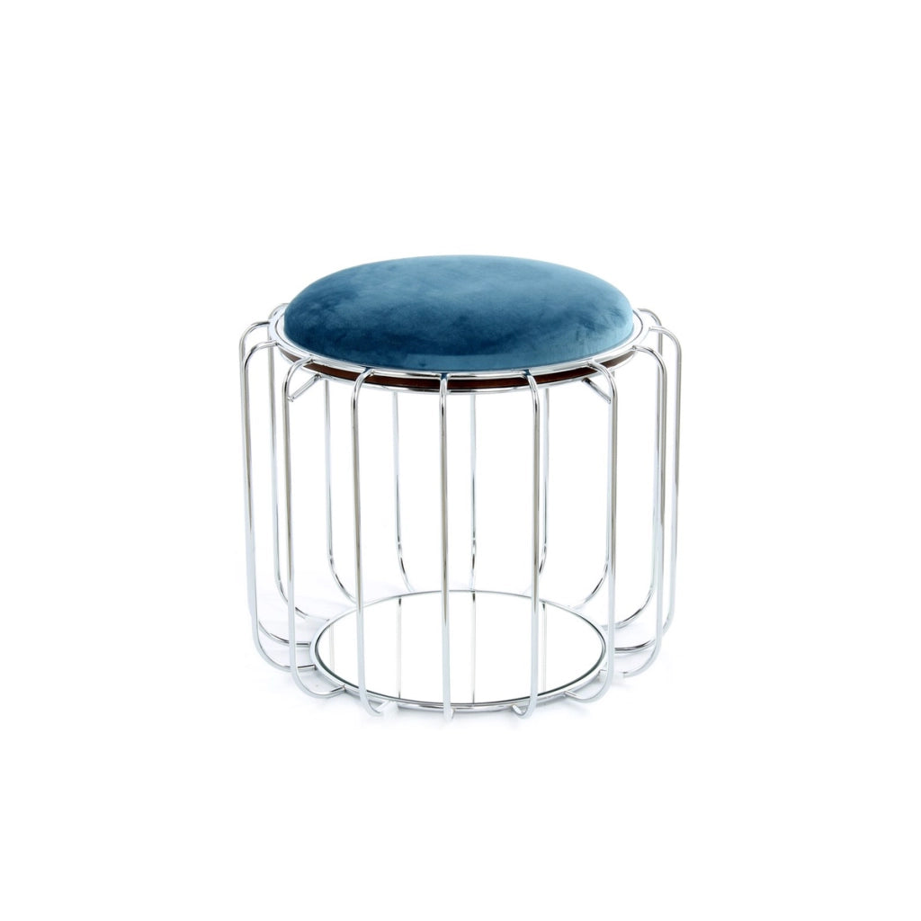 Tavolino e Pouf 2-in-1 Comfortable Petrolio e Argento