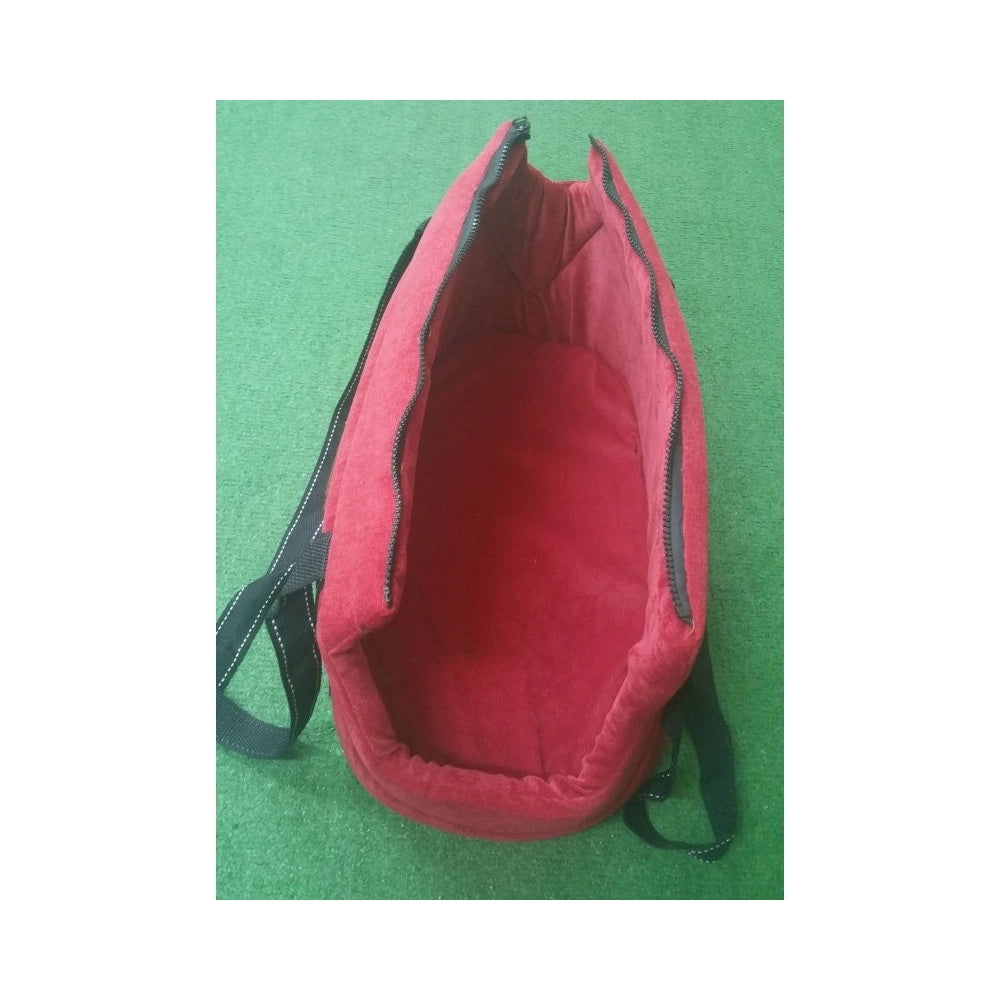 Trade Shop - Set 2 Pz. Rosso Borse Travel Vellutino Trasportino Cane Gatto Crescita S M 38x22x22 - 44x27x26 Pet Family -