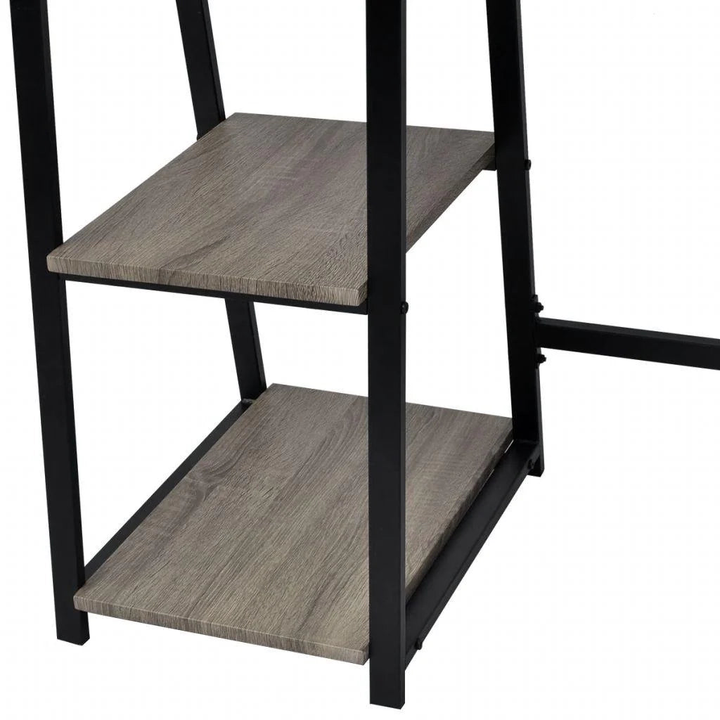 Scrivania/mobile da lavoro per computer con 2 ripiani grigio e rovere 0502078