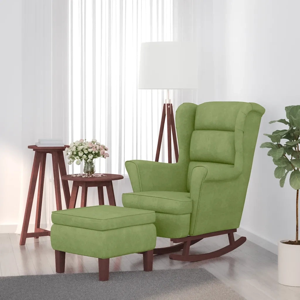 Sedia a dondolo con schienale alto in velluto verde chiaro CFW5210339