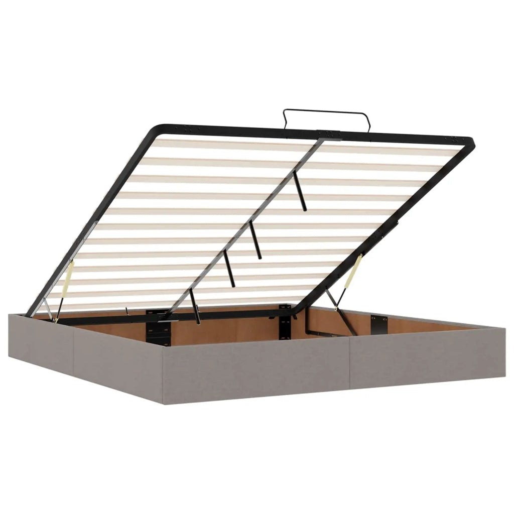Letto ottomano con materasso Tortora 200 x 200 cm Tessuto 3456355