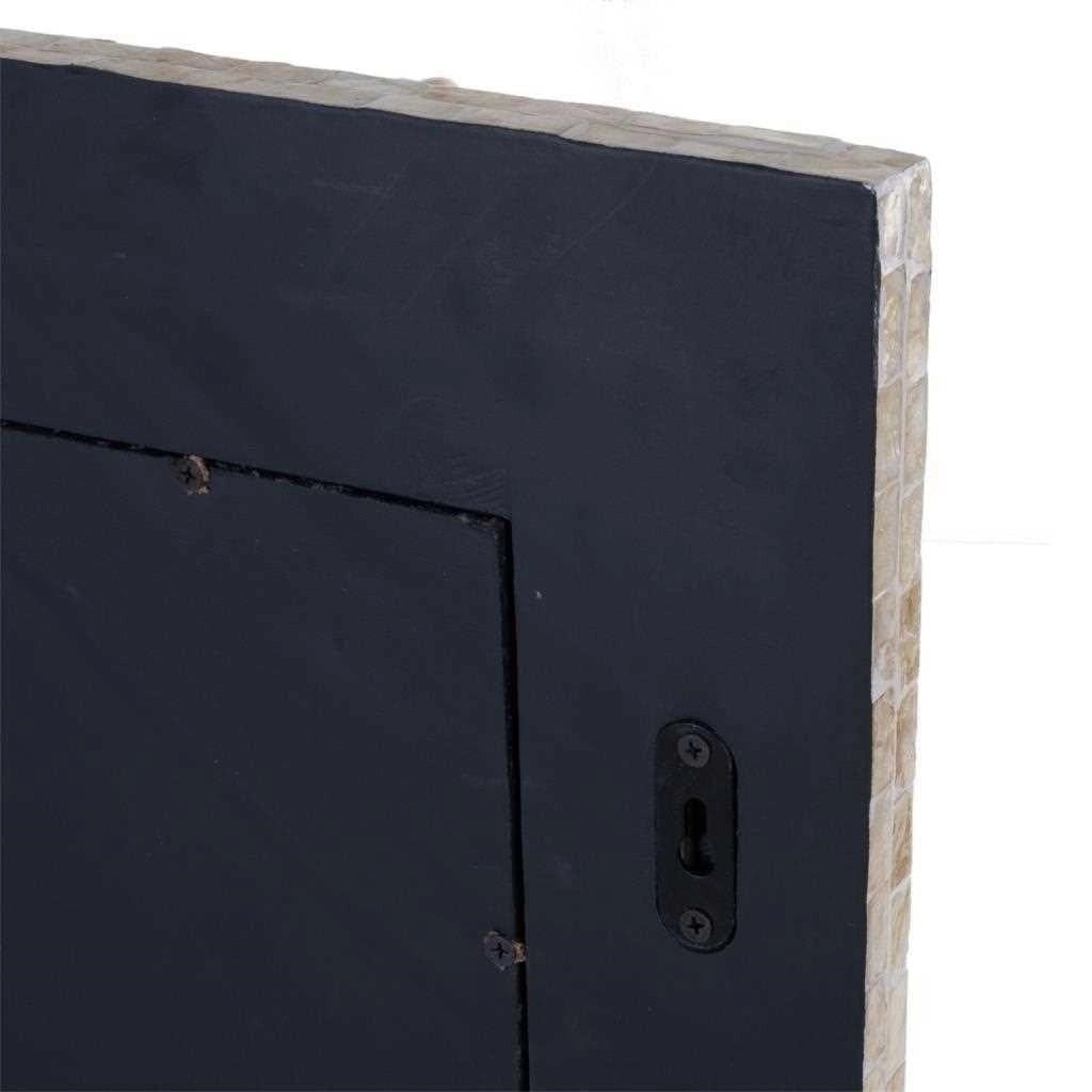 Specchio rettangolare in legno rifinito in capiz nero 100x70x03h