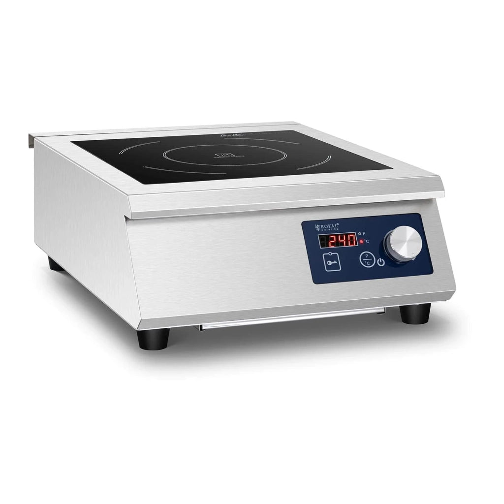 Piano cottura a induzione portatile a 1 fuoco con telaio in acciaio inox (zona cottura 33 cm 5000 watt 60-240°C acciaio inox e vetroceramica) 14_0004120