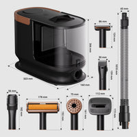 Fudajo Set per toelettatura di animali domestici 6 in 1, aspira peli per cani e gatti, tosatrice per cani, con accessori per la cura del pelo, colore nero