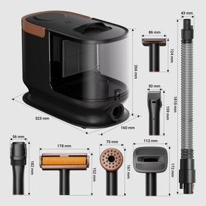 Fudajo Set per toelettatura di animali domestici 6 in 1, aspira peli per cani e gatti, tosatrice per cani, con accessori per la cura del pelo, colore nero