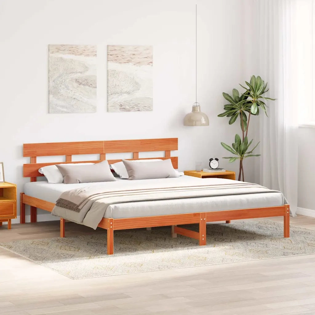 Struttura del letto-Giroletto Marrone 180 x 200 cm Legno massello di pino 412414