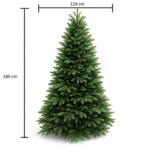 Albero di Natale “Pinus” 180/210 cm – 1.138/1625 rami – Realistico effetto PE/PVC ALTEZZA+RAMI+BASE: 180-1138-124