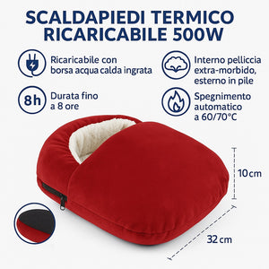 Scaldapiedi Termico Ricaricabile 500W Extra Morbido con Pelliccia e Spegnimento Automatico