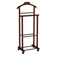 Appendiabiti Indossatore in Legno di Faggio colore Noce Servo Muto con Ruote 43x33x105 cm