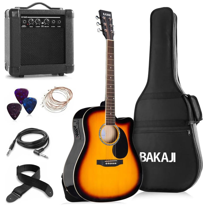 Chitarra Acustica Elettrica 41" Sunburst con Amplificatore Corde Plettro Tracolla