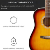 Chitarra Acustica Elettrica 41" Sunburst con Amplificatore Corde Plettro Tracolla