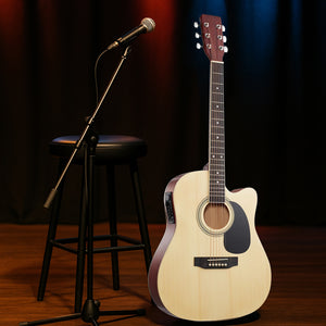 Chitarra Acustica Elettrica 41" Natural Equalizzatore Kit Corde Plettro Tracolla