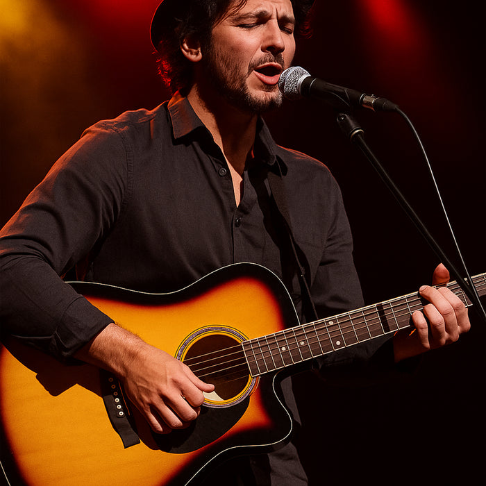 Chitarra Acustica Elettrica Slim 41" Sunburst Kit Corde Plettro Tracolla e Cavo