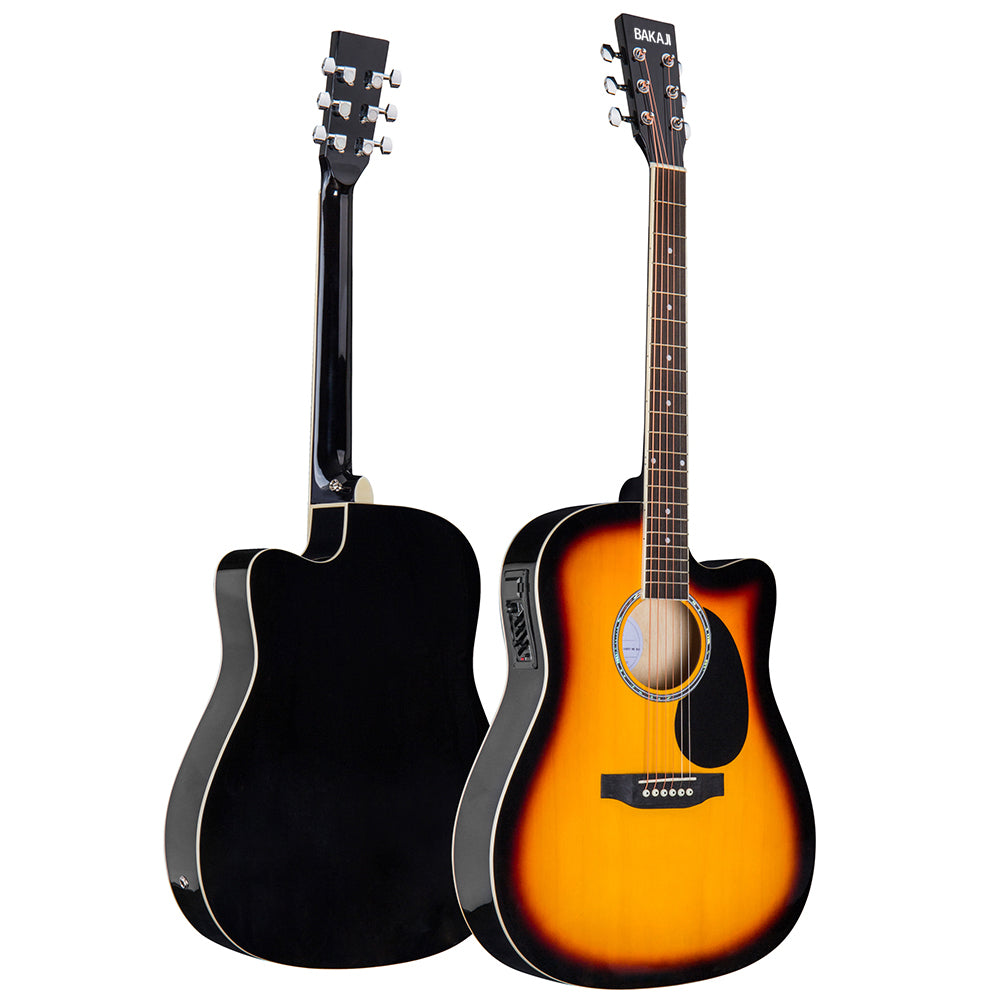 Chitarra Acustica Elettrica Slim 41" Sunburst Kit Corde Plettro Tracolla e Cavo