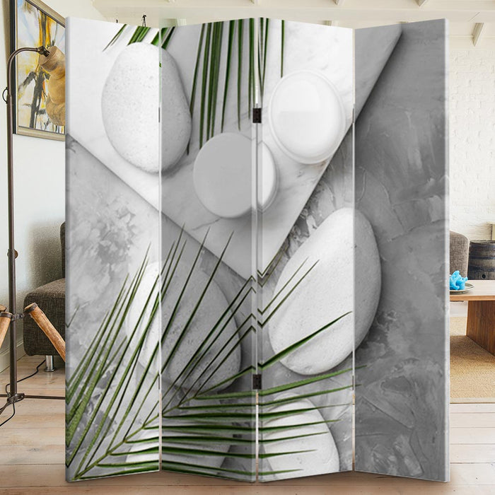 Paravento Separè 4 Pannelli 180x160cm Stampa Legno Fronte Retro Divisorio Pieghevole