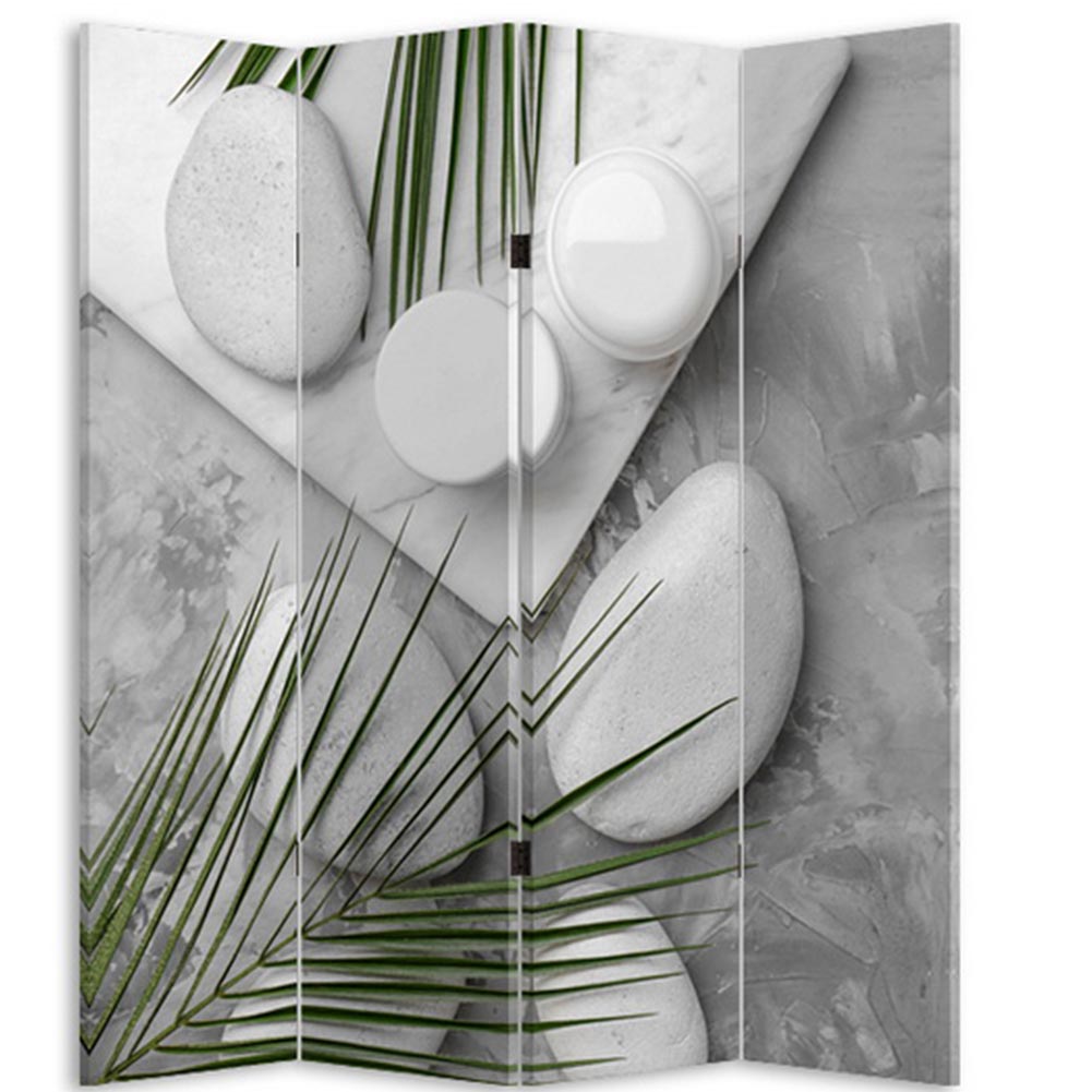 Paravento Separè 4 Pannelli 180x160cm Stampa Legno Fronte Retro Divisorio Pieghevole