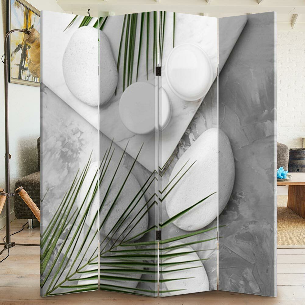 Paravento Separè 4 Pannelli 180x160cm Stampa Legno Fronte Retro Divisorio Pieghevole