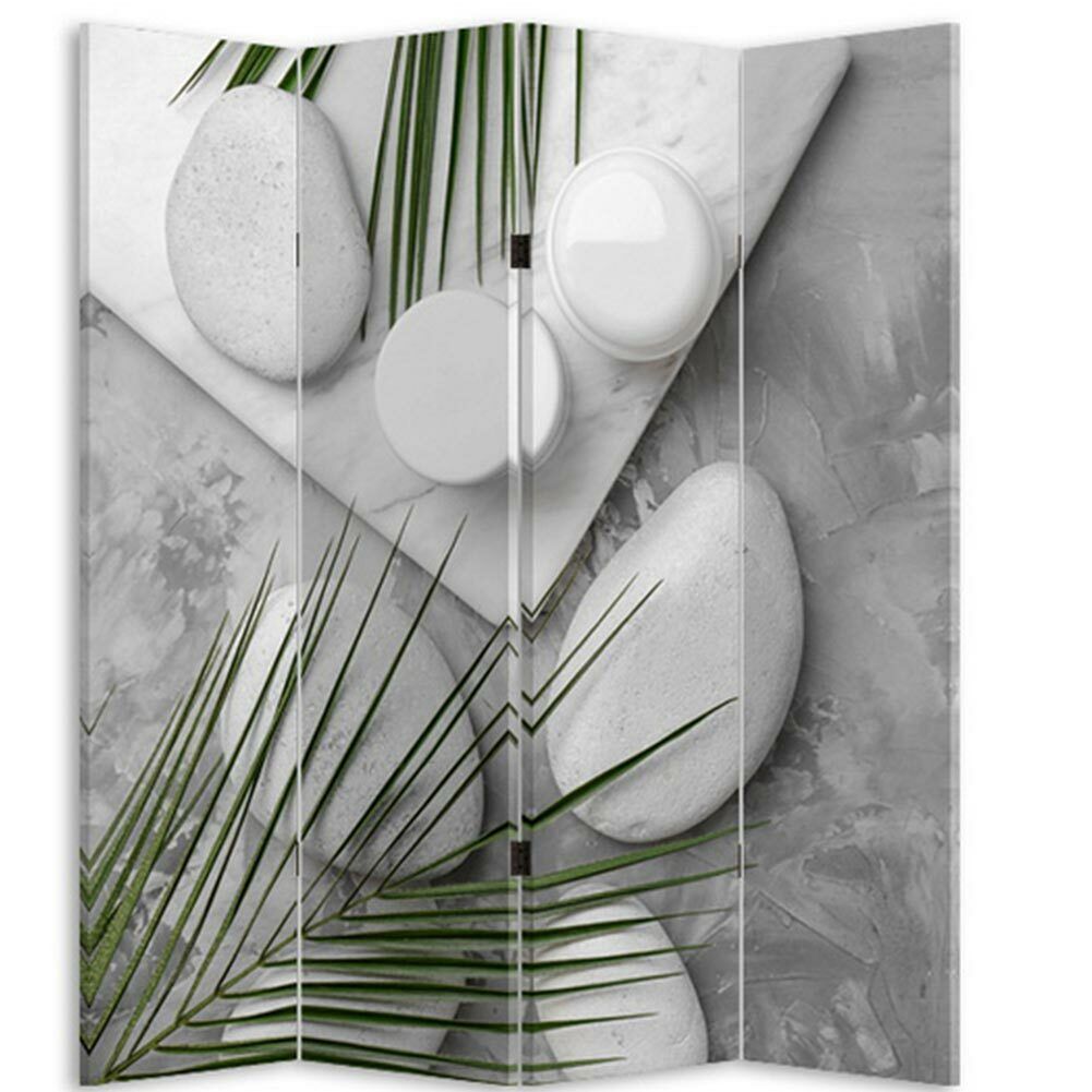 Paravento Separè 4 Pannelli 180x160cm Stampa Legno Fronte Retro Divisorio Pieghevole