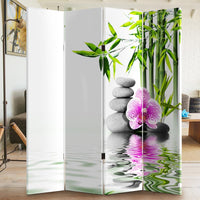 Paravento Separè 4 Pannelli 180x160cm Stampa Legno Fronte Retro Divisorio Pieghevole