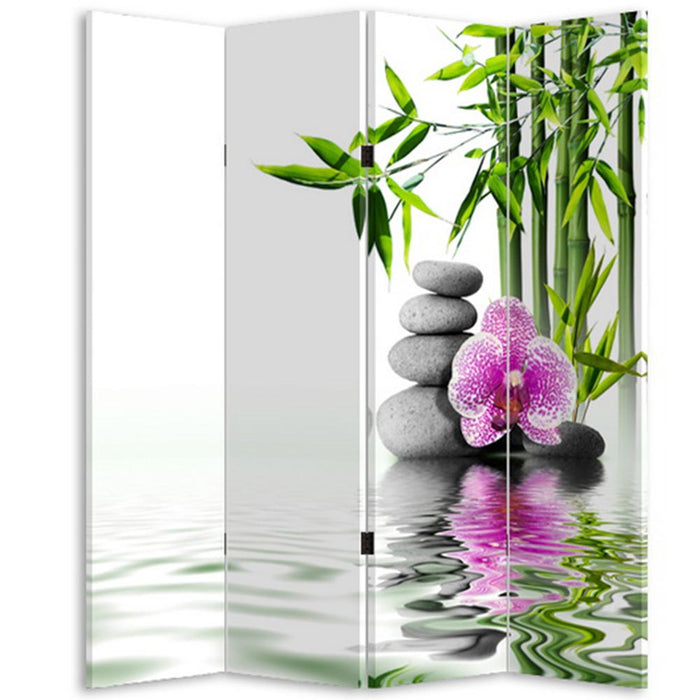 Paravento Separè 4 Pannelli 180x160cm Stampa Legno Fronte Retro Divisorio Pieghevole