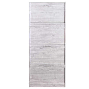Scarpiera 4Ante Doppia Profondità Salvaspazio Grigio 63x24 H150cm Legno Mdf