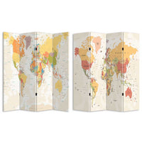 Paravento Separè 4 Pannelli 180x160cm Stampa Legno Fronte Retro Divisorio Pieghevole