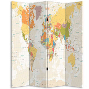 Paravento Separè 4 Pannelli 180x160cm Stampa Legno Fronte Retro Divisorio Pieghevole