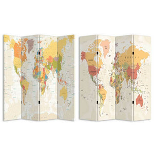 Paravento Separè 4 Pannelli 180x160cm Stampa Legno Fronte Retro Divisorio Pieghevole