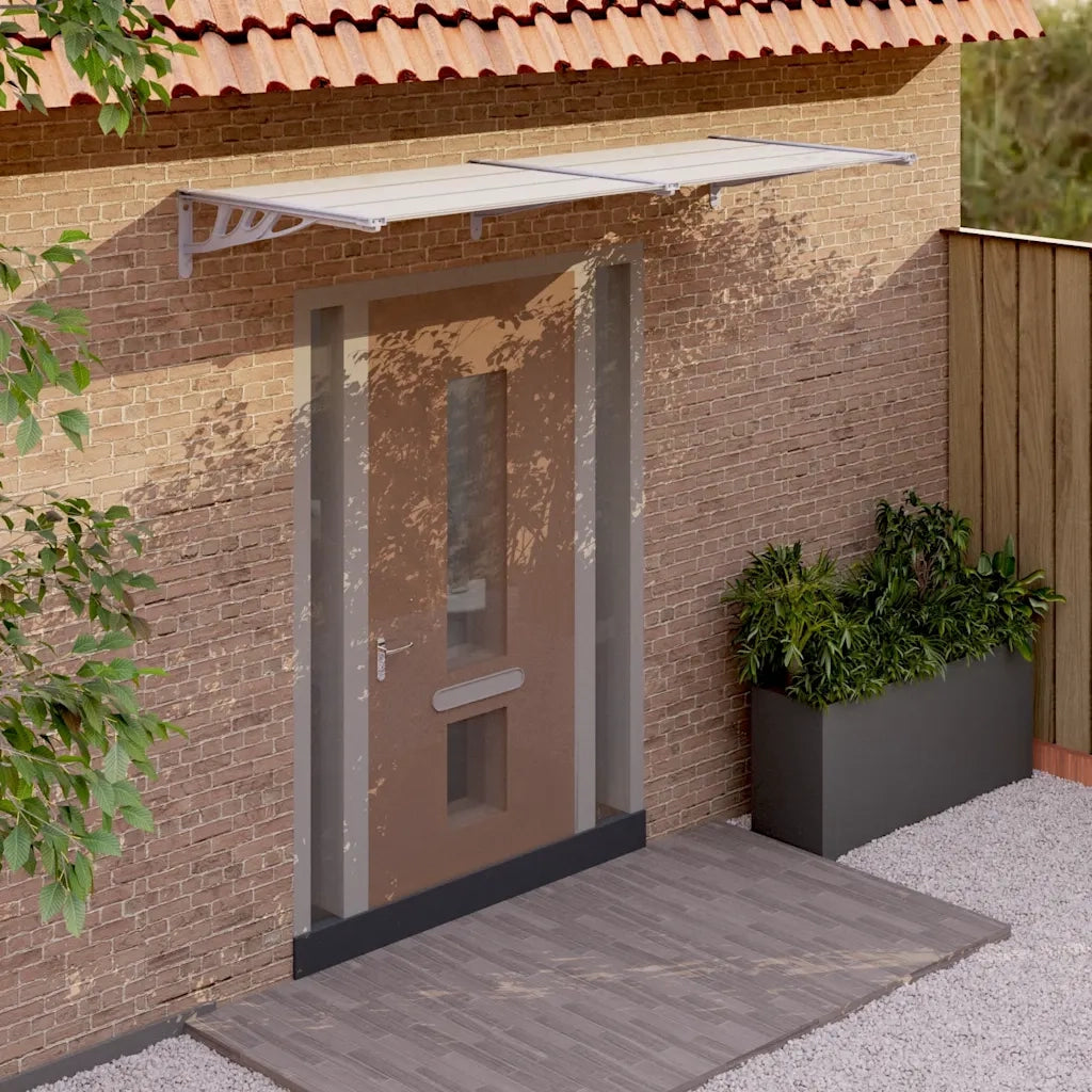 Tettoia per Porta Grigio e Trasparente 239x90 cm Policarbonato CFW1788272
