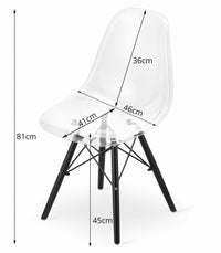 Sedia Valora OSAKA con gambe nere trasparenti per soggiorno x4