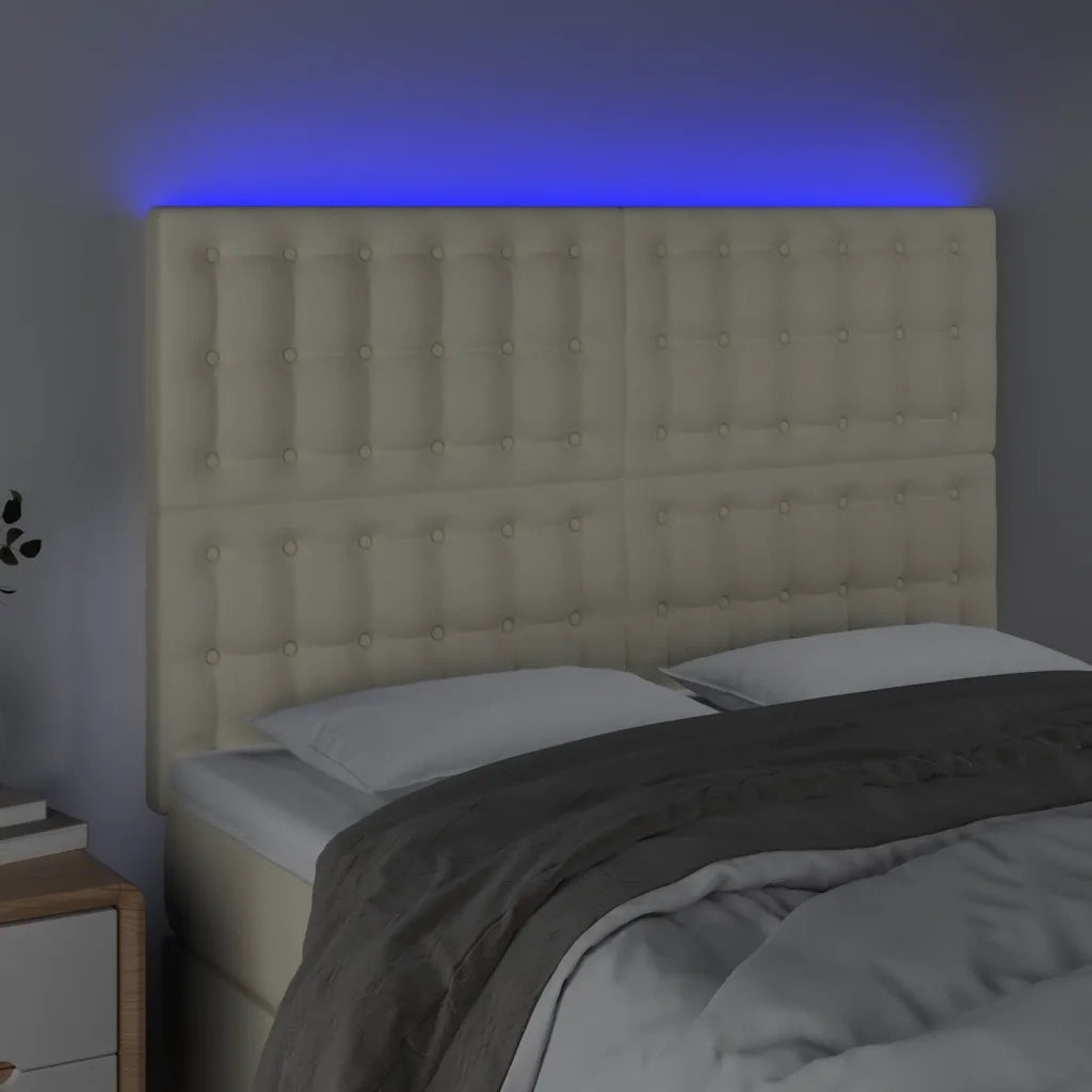 Testiera a LED Crema 144x5x118/128 cm in Similpelle cod mxl 49904