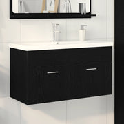 Mobile Lavabo Bagno con Lavabo Integrato Quercia Nera Legno Ingegnerizzato